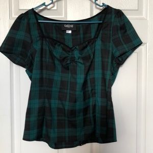 Collectif Green Plaid Top